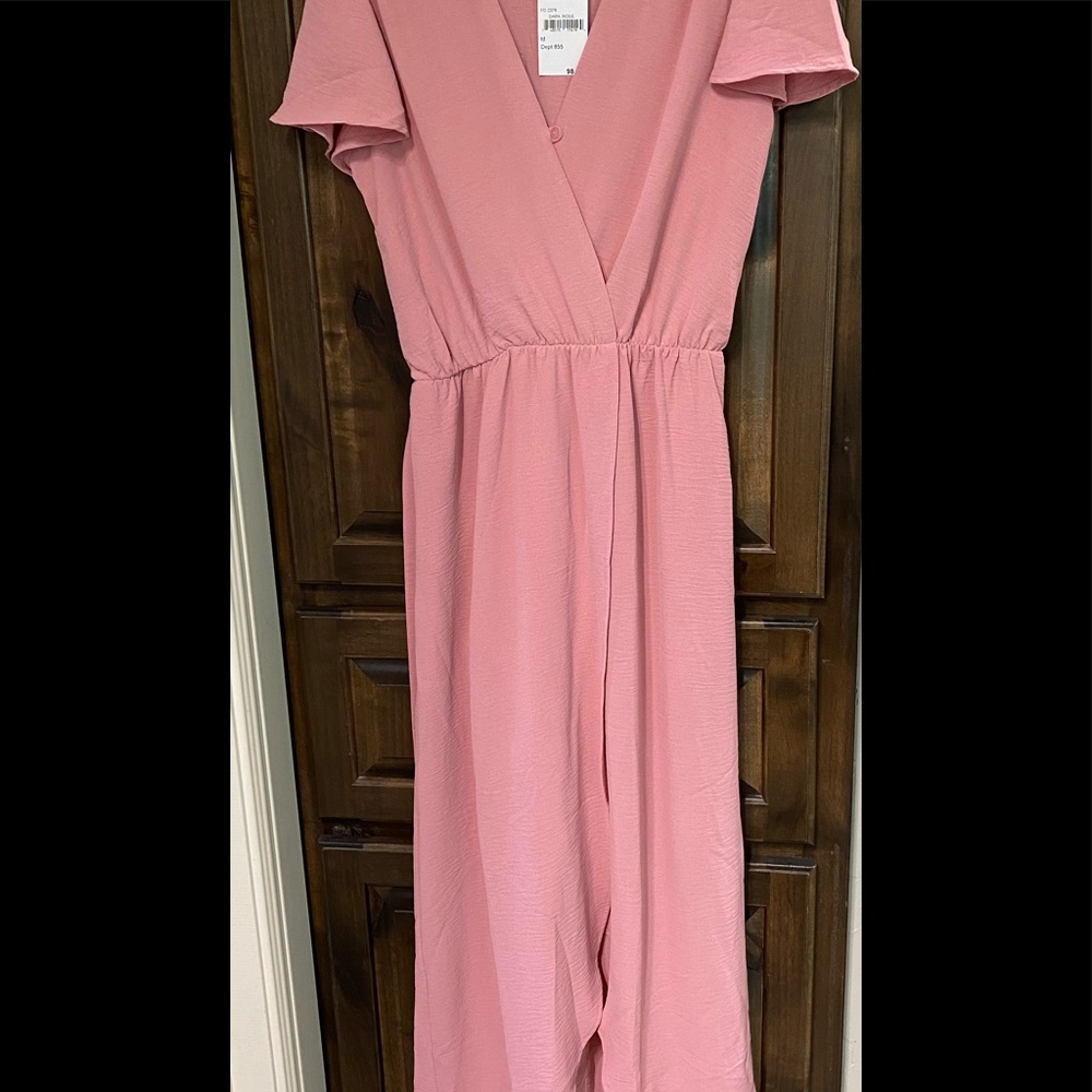 NWT- Nordstrom -High-Low Faux Wrap Dress- Dark Rose- Size M